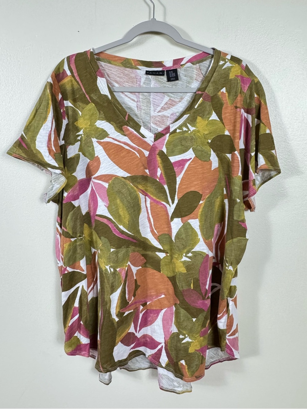 Tahari Blouse Top 2X Beach Coastal Euro Summer Bohemian Tropical